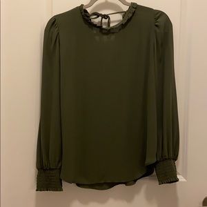 Army Green Long Sleeve Blouse